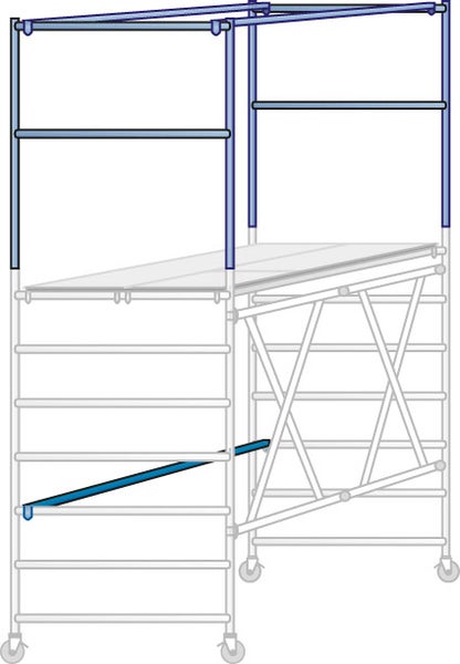 Rollgerüst mit integriertem Seitenschutz für Bauarbeiten