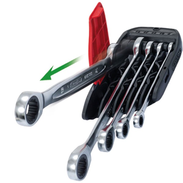 Ringmaulschlüssel Set mit Ratschenfunktion und Halterung