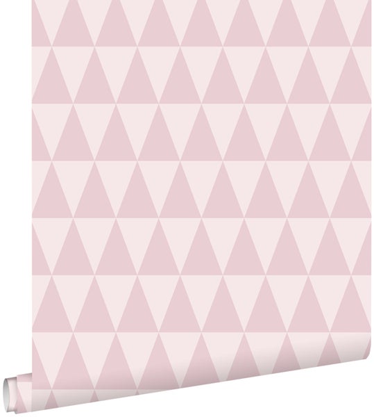 ESTAhome Tapete grafische, geometrische Dreiecke Violettrosa - 53 cm x 10.05 m - 148671