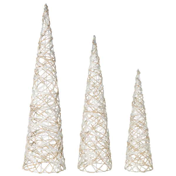 Dekorative Tannenbäume aus Seil, dreiteilig