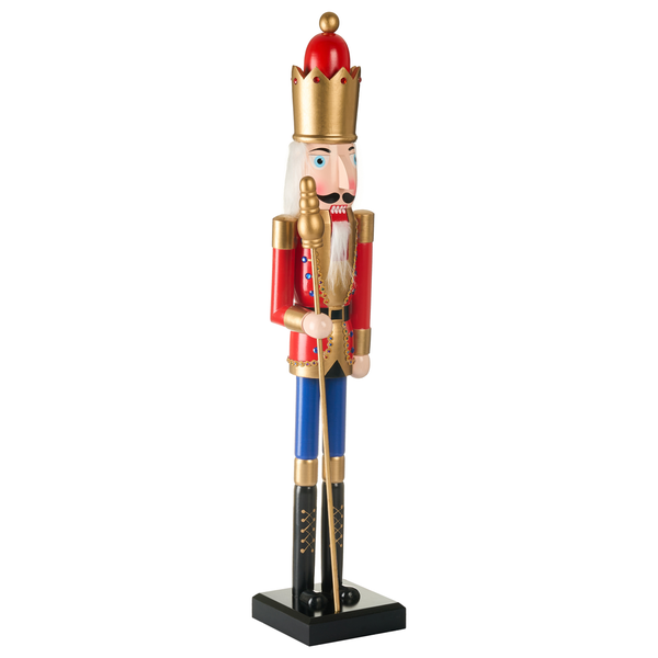 Holz Nussknacker Figur mit Krone und Zepter als Weihnachtsdekoration