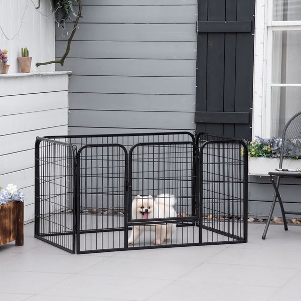 PawHut Welpenauslauf, 129B x 84T x 70H cm, Stahldraht, Schwarz