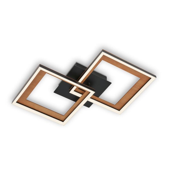 Briloner Leuchten FRAME - Wand-& Deckenleuchte - 3726015 - Stufenweise dimmbar - 3000K warmweiß - Memoryfunktion - Schwenkbar - 44 x 44 x 8 cm