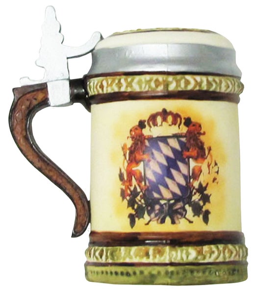 Beige/Braun 12cm Bierkrug Glasornament, mundgeblasen und handekoriert, 1 Stck., Weihnachtsbaumkugeln, Christbaumschmuck, Weihnachtsbaumanhänger