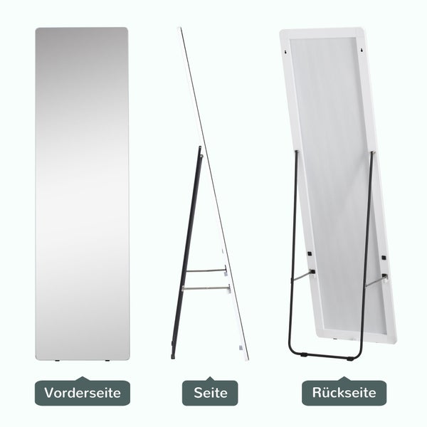 HOMCOM Standspiegel, mit Ständer, Garderobenspiegel, Ankleidespiegel für Schlafzimmer, Wohnzimmer, 45 x 160 cm, Aluminium, Silber