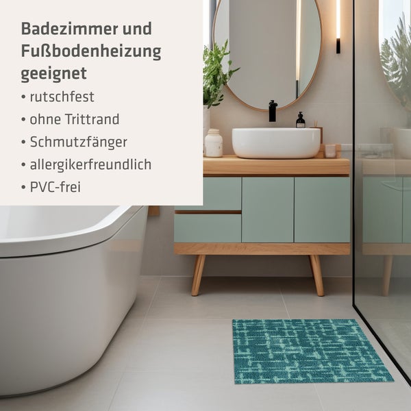 Akzente Feel Badematte mit Motiv in Aqua Blau Fußmatte 50 x 70 cm, rutschfest, saugfähig