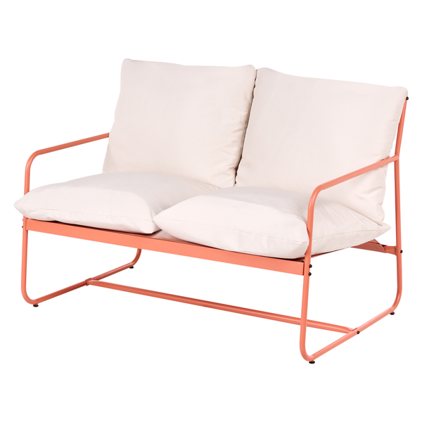 Zweisitzer Gartensofa mit Metallgestell sowie Sitz- und Rückenkissen