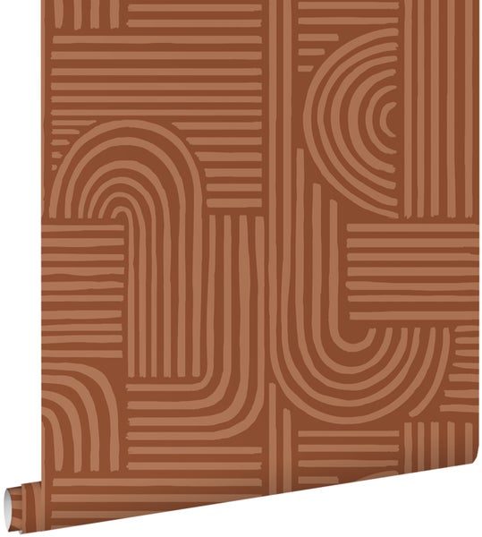 ESTAhome Tapete 3D-Muster Terrakotta - 53 cm x 10.05 m - 139938