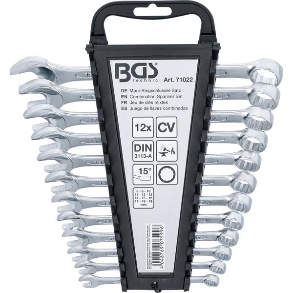 Maulringschlüssel Satz mit 12 Teilen im Halter