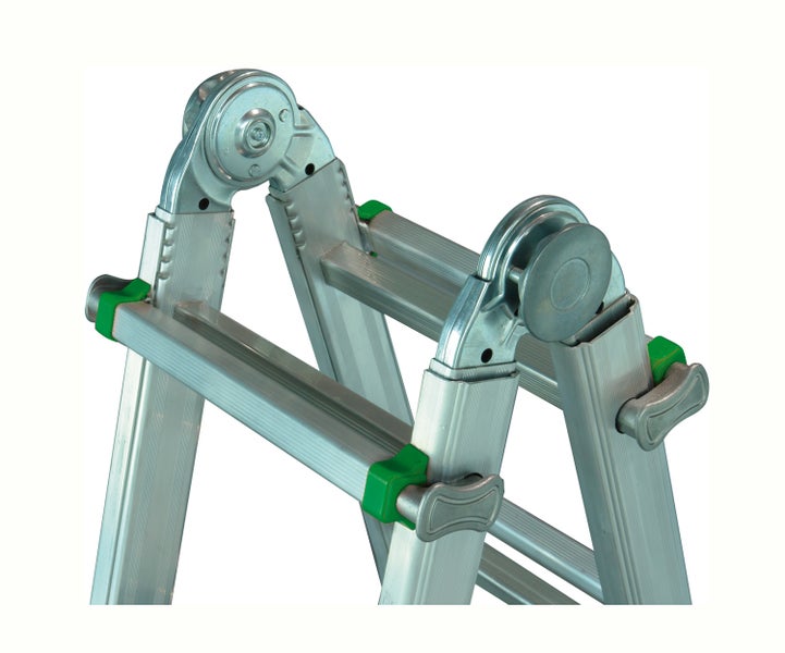 Detailansicht einer Aluminium-Mehrzweckleiter mit Gelenk