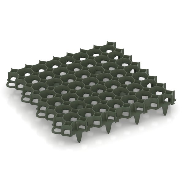 Kieswabe - Rasengitter - Bodengitter | 26 Stück 476 x 476 x 40 mm - 5,89 m² | mattgrün | hohe Belastbarkeit bis 400 t/m² | umweltfreundlich und wasserdurchlässig | einfache Montage mit Erdspießen | WARCO