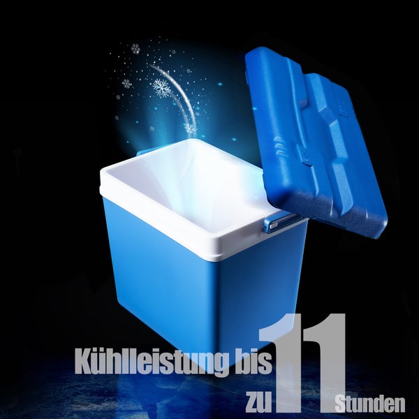 BigDean Kühlbox 24 Liter blau/weiß - Isolierbox mit bis zu 11 Std. Kühlung - Thermobox aus Kunststoff - Outdoor Kühltasche für Camping, Grillen, Picknick & Garten