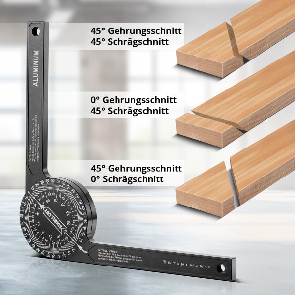Winkelmesser 360° Grad Aluminium Gehrungswinkelmesser