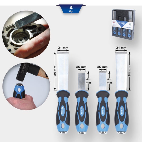 Brilliant Tools Stemmeisen Set mit vier Teilen in Verpackung