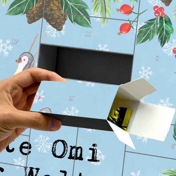 Mr. & Mrs. Panda Befüllbarer Adventskalender Pinguin Beste Omi der Welt - Blau Pastell