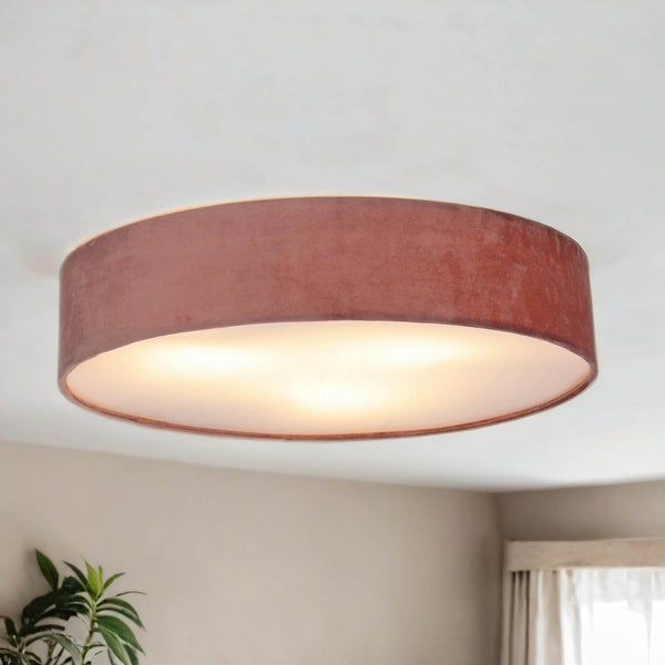 Runde Deckenleuchte aus Stoff im Wohnraum