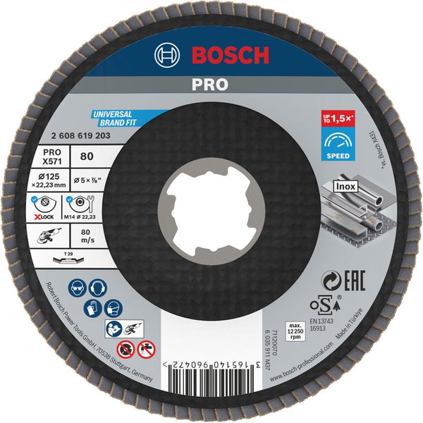 Bosch PRO X571 X-Lock Fächerschleifscheibe 125 mm G80 - 2608619203