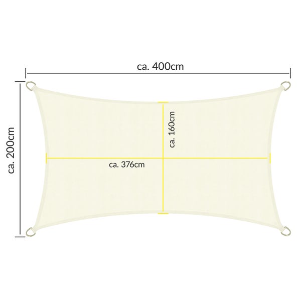 SolVision PS9 Sonnensegel 200x400cm rechteckig Creme PE