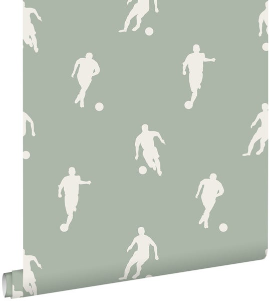 ESTAhome Tapete Fußballspieler Mintgrün - 53 cm x 10.05 m - 139505