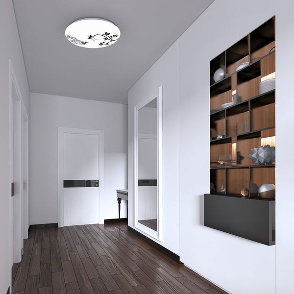 BRILONER KORA LED Deckenleuchte, Neutralweißes Licht, Blumen Design, weiß-schwarz, 28 x 6,5 cm