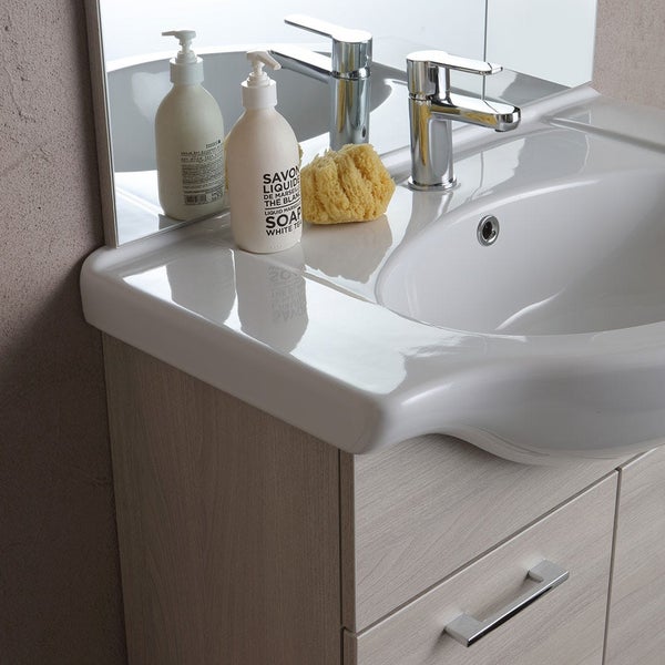 Holzoptik Möbelset für das Badezimmer mit Füßen, Eiche grau | Rimini