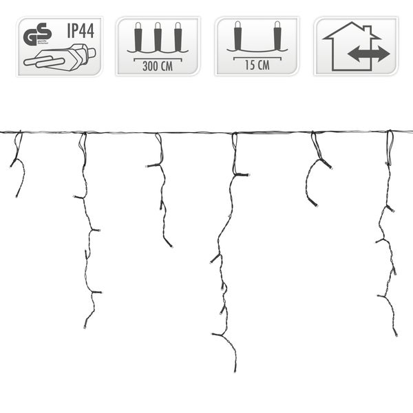 ECD Germany LED Lichtervorhang 3m 90 Warmweiße LEDs, Eiszapfen Lichterkette LED Lichterkettenvorhang Weihnachten Eisregen Vorhang, IP44 Wasserdicht, Innen/Außen, Weihnachtsbeleuchtung Weihnachtsdeko