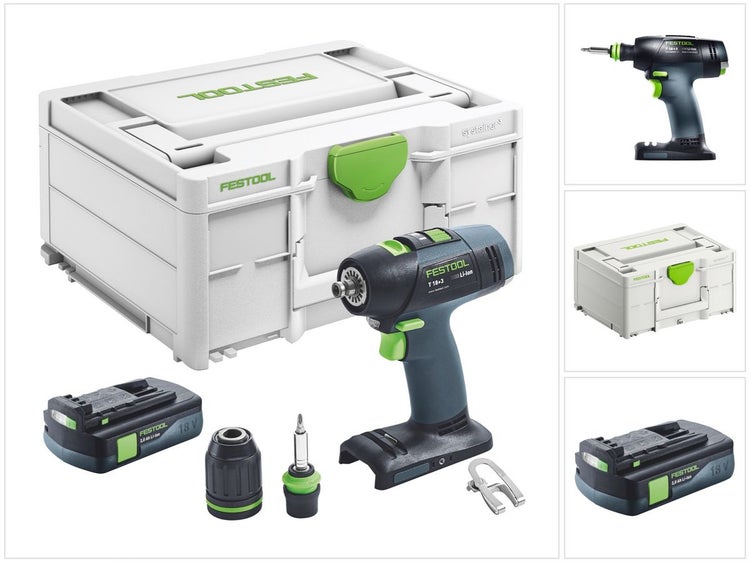 Festool T 18+3 Basic Akku Bohrschrauber 18 V 50 Nm Brushless + 1x Akku 3,0 Ah + Systainer - ohne Ladegerät