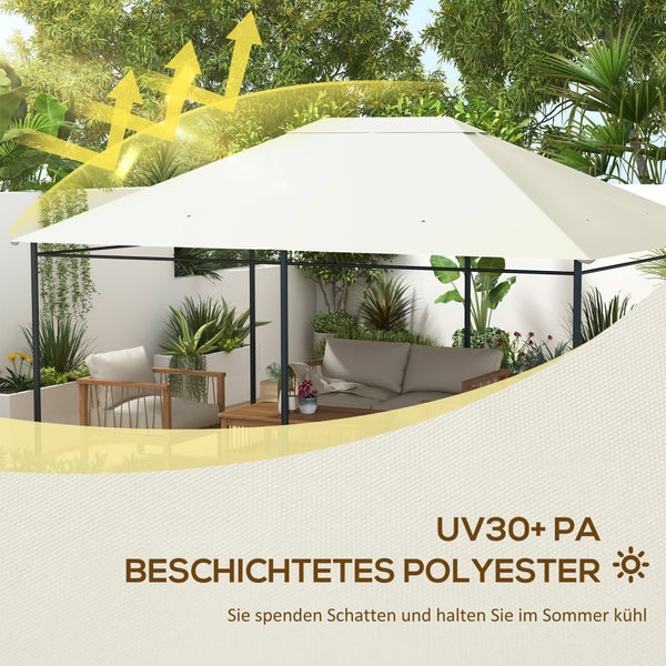 Outsunny Ersatzdach, für Garten 3,97 x 2,97 m Pavilliondach, mit UV-Schutz, Polyester, Creme