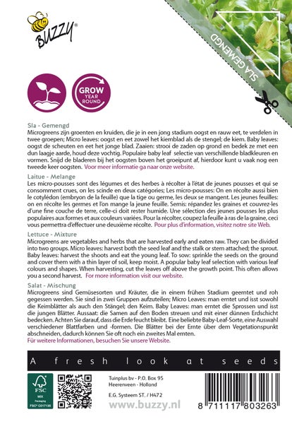 Gemischte Salatsamenpackung für Microgreens und Baby Leaf Salate