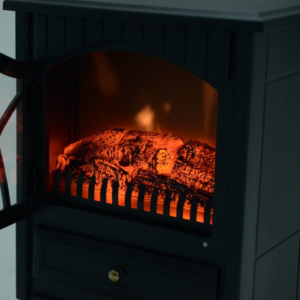 HOMCOM Elektrokamin (Modell6), L45 x B28,5 x H54 cm, Kunststoff und Sicherheitsglas, Schwarz