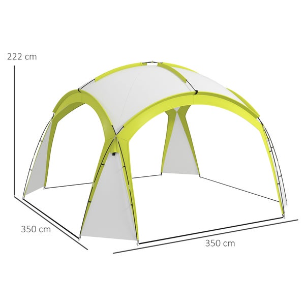 Outsunny Event Shelter 3,5 x 3,5m Pavillon mit Haken Tür Wasserabweisend winterfest Gartenpavillon Partyzelt Sonnenschutz für Camping, Garten Festivals Grün