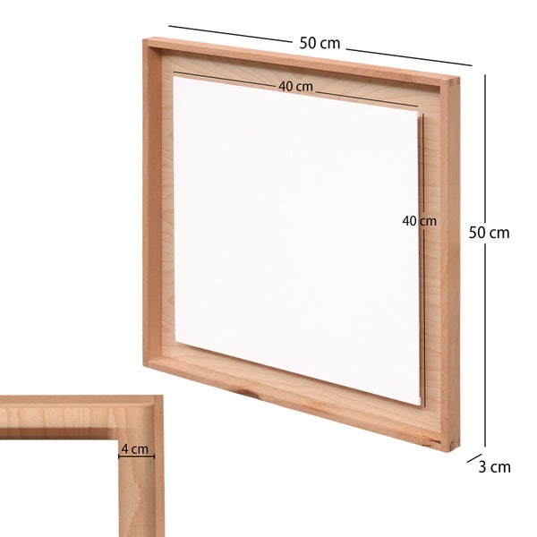 Schwebende Malplatte 2er Set 50x50 cm (LxB) Leinwand im Holzrahmen zum Bemalen naturfarben