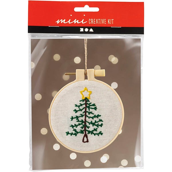 Creativ Company DIY Sets Sticken & Nadelstanzen Mini Kreativ Set Sticken, Weihnachtsbaum, Kreativ Box