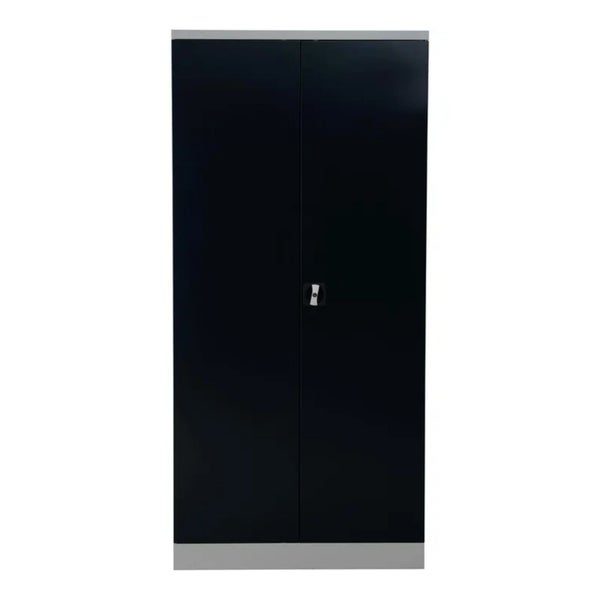 PROREGAL Stahlschrank Bee 7 Fachböden HxBxT 195 x 92 x 42 cm Pulverbeschichtetes Fachbodenmaterial Grau & Schwarz
