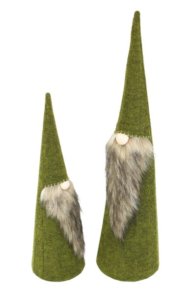 FRANK FLECHTWAREN | Wichtel Green, 2er Set, FILZ AUS PET, METALL, Höhe 60 cm, 80 cm