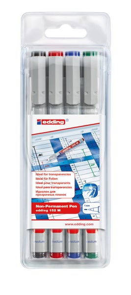 Edding Folienschreiber Non-permanent Pen 152 M, 4er Set