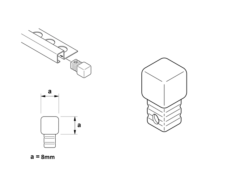 Endkappe für Trägerprofil, 8 mm