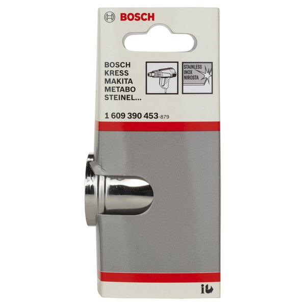 Bosch Reduktionsdüse für Heißluftgebläse aus Edelstahl in der Verkaufsverpackung mit Bosch Logo.
