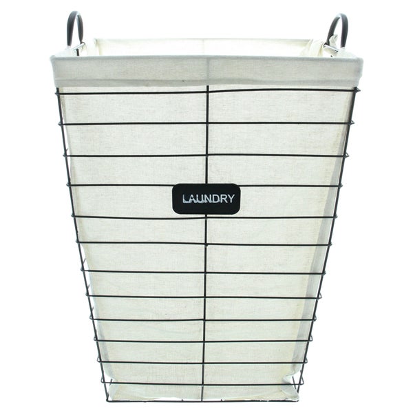 FRANK FLECHTWAREN | Wäschekorb Laundry, METALL, POLYESTER, BAUMWOLLE, 43 x 33 x 61 cm