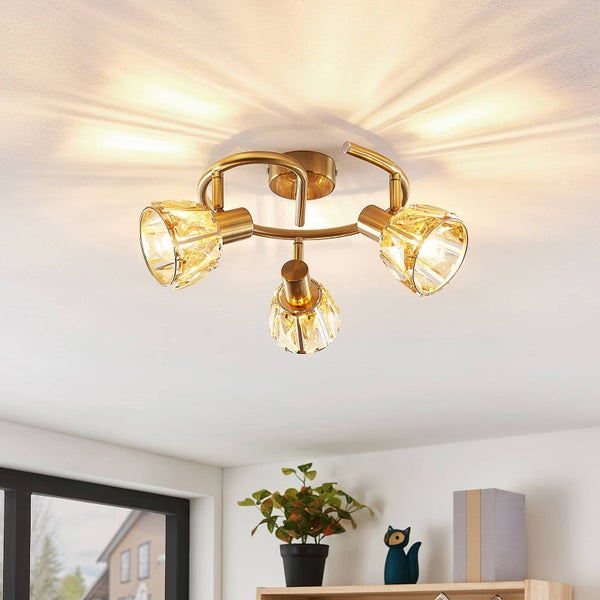 Lindby Deckenlampe Kosta (Modern) in Gold / Messing aus Metall (3 flammig, E14) - Deckenleuchte Lampe Wohnzimmerleuchte