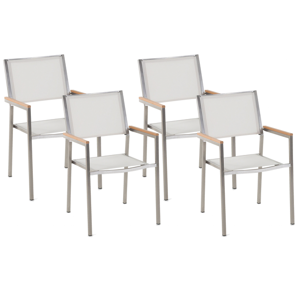 Gartenstuhl 4er Set GROSSETO Edelstahl Weiß