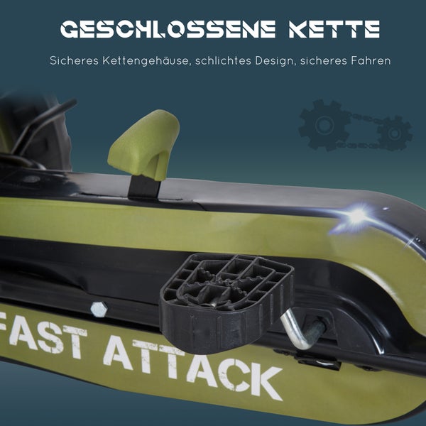 HOMCOM Kinder Go Kart, L105 x B54 x H61cm, Metall, Kunststoff, Grün