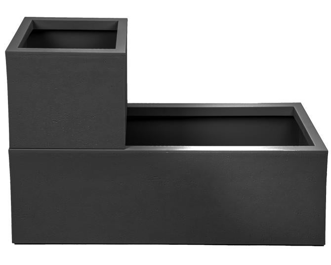 Ondis24 Pflanzkübel Vulkan 57 L + 21 L anthrazit Set Basalt, Blumentopf, Pflanzgefäß