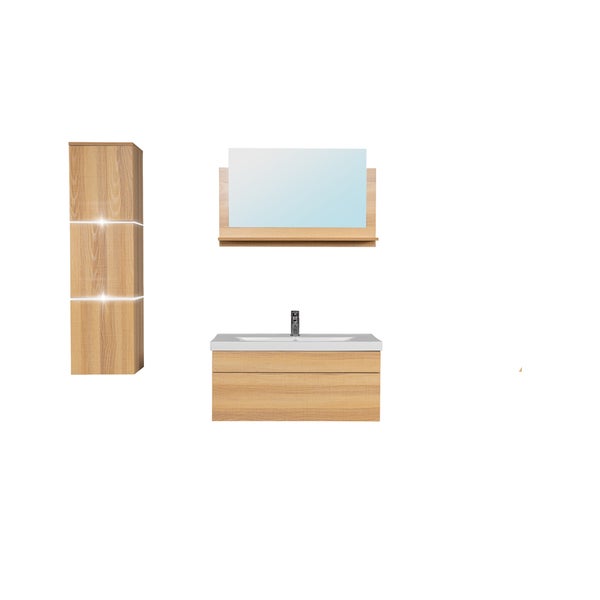 Home Deluxe - Badmöbel-Set - WANGEROOGE BIG Holz - Large - inkl. Waschbecken und komplettem Zubehör - Breite Waschbecken: ca. 80cm I Badezimmermöbel Waschtisch Badmöbelset