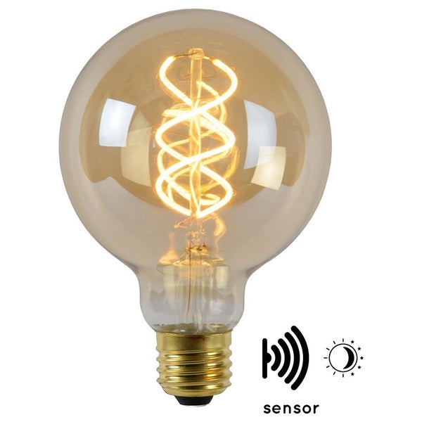 LED Filament Lampe ersetzt 40W E27 Globe - G95 4W 230lm 2200K Dämmerungssensor Einerpack