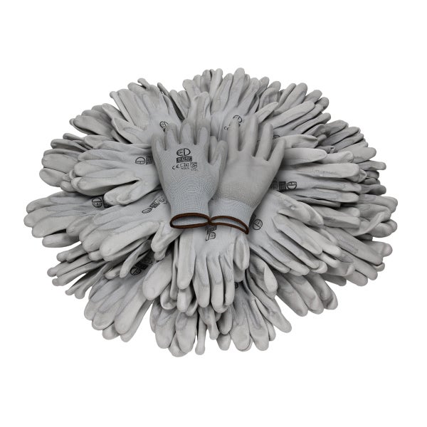 ECD Germany 120 Paar Arbeitshandschuhe mit PU-Beschichtung, Größe 9-L, Grau, atmungsaktiv, rutschfest, robust, Mechanikerhandschuhe Montagehandschuhe Schutzhandschuhe Gartenhandschuhe Handschuhe