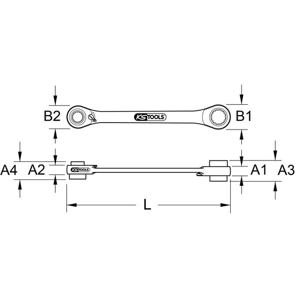 KS TOOLS 4 in 1 GEARplus umschaltbar Doppel-Ratschenringschlüssel 8 x 10 x 12 x 13 mm - 503.4656