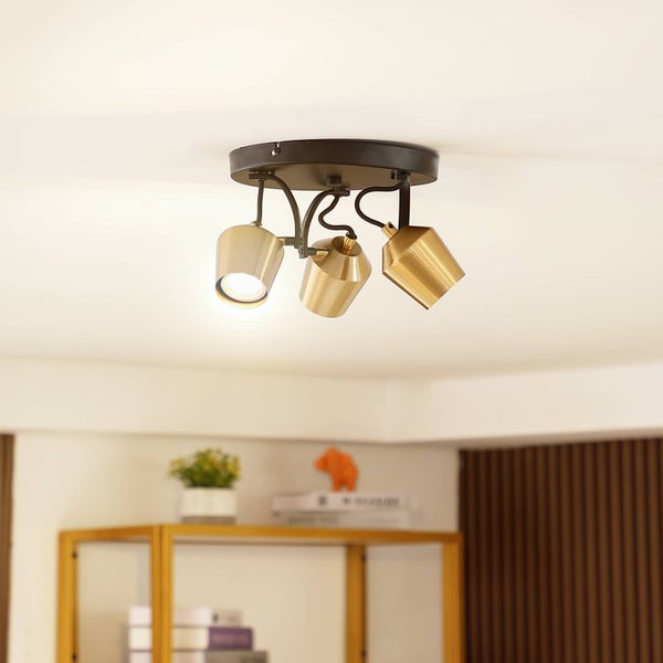 Lindby Strahler Sylveria (Modern) in Gold / Messing aus Metall (3 flammig, GU10) - Deckenlampe Deckenleuchte Lampe Spot Wohnzimmerleuchte