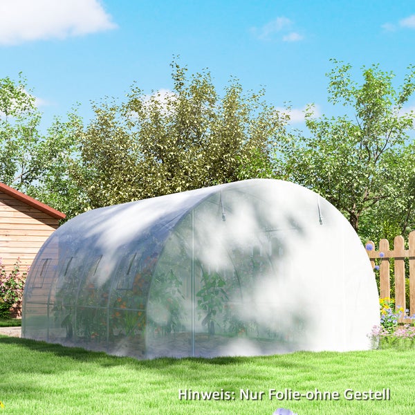 Transparente Gewächshausfolie für ein Folientunnel-Gestell im Garten, Ersatzfolie ohne Gestell.