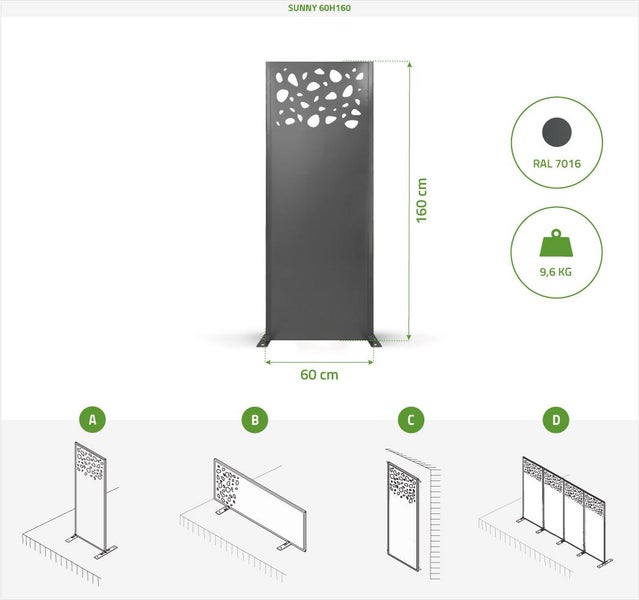 Sichtschutz SUNNY 160H60 mit Motiv am oben